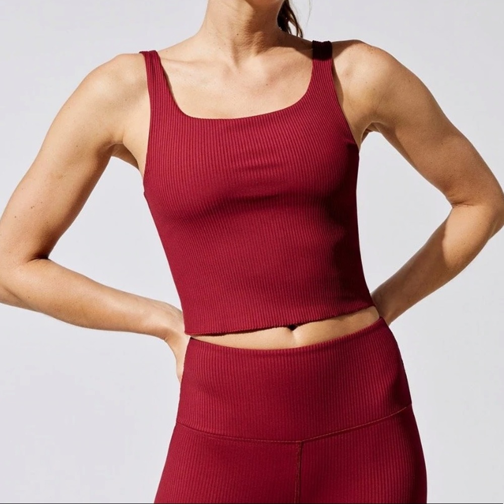NWT red Ribbed Tank by CARBON38 sz S